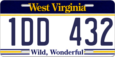WV license plate 1DD432