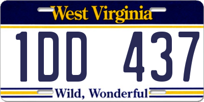 WV license plate 1DD437