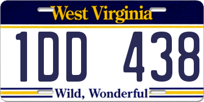 WV license plate 1DD438