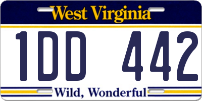 WV license plate 1DD442