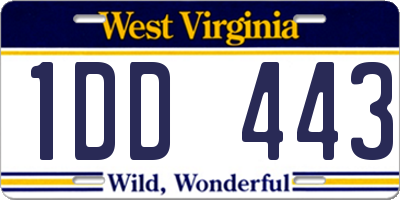 WV license plate 1DD443
