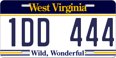 WV license plate 1DD444