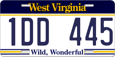 WV license plate 1DD445