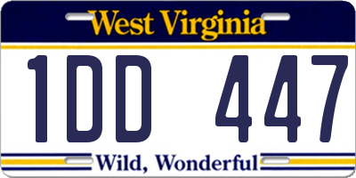 WV license plate 1DD447