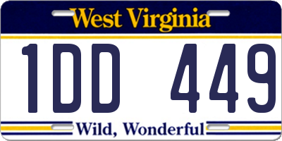 WV license plate 1DD449