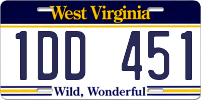 WV license plate 1DD451