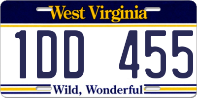 WV license plate 1DD455