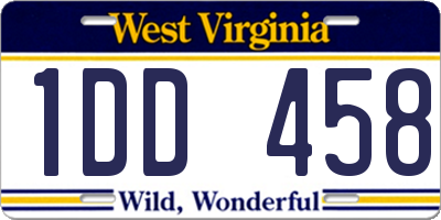 WV license plate 1DD458
