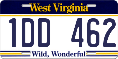 WV license plate 1DD462