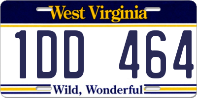 WV license plate 1DD464