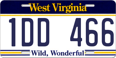 WV license plate 1DD466