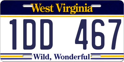 WV license plate 1DD467