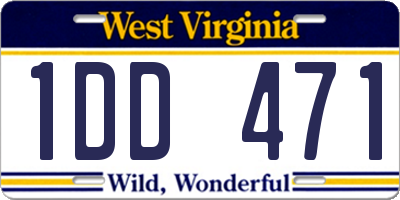 WV license plate 1DD471