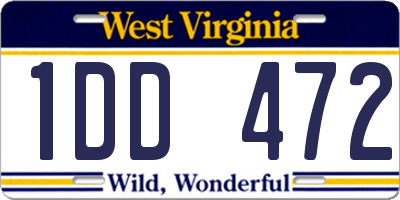 WV license plate 1DD472