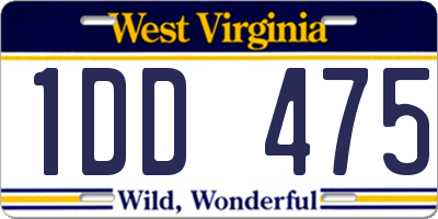 WV license plate 1DD475