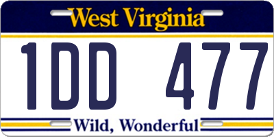 WV license plate 1DD477