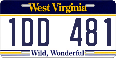 WV license plate 1DD481