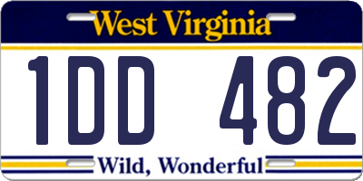 WV license plate 1DD482