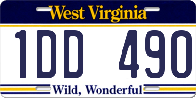 WV license plate 1DD490