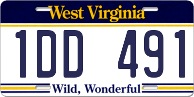 WV license plate 1DD491