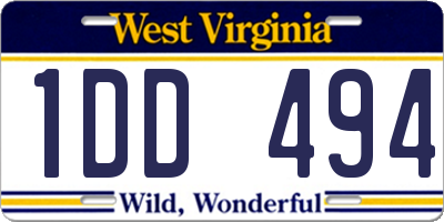 WV license plate 1DD494