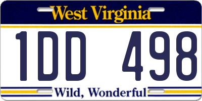 WV license plate 1DD498