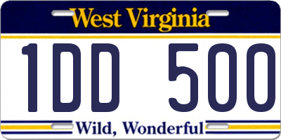 WV license plate 1DD500