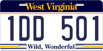 WV license plate 1DD501