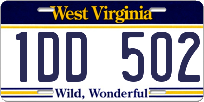 WV license plate 1DD502