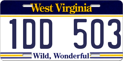 WV license plate 1DD503