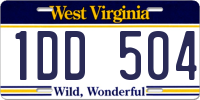 WV license plate 1DD504