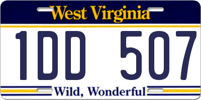 WV license plate 1DD507