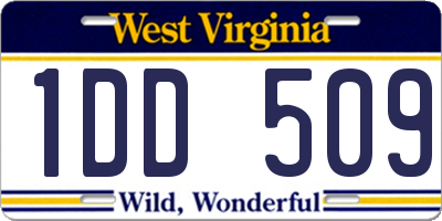 WV license plate 1DD509