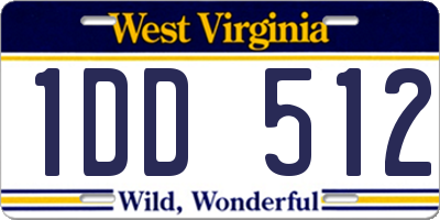 WV license plate 1DD512