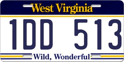 WV license plate 1DD513