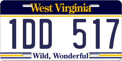 WV license plate 1DD517