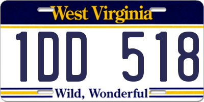 WV license plate 1DD518
