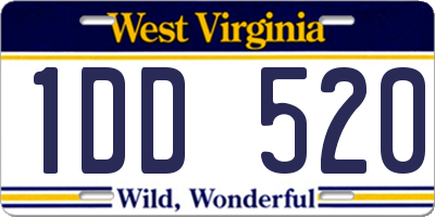 WV license plate 1DD520