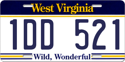 WV license plate 1DD521