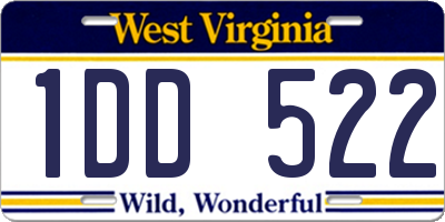 WV license plate 1DD522