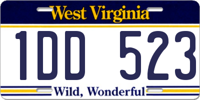 WV license plate 1DD523