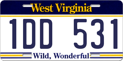 WV license plate 1DD531
