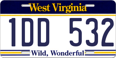 WV license plate 1DD532