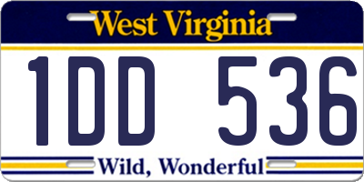 WV license plate 1DD536