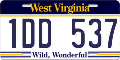 WV license plate 1DD537