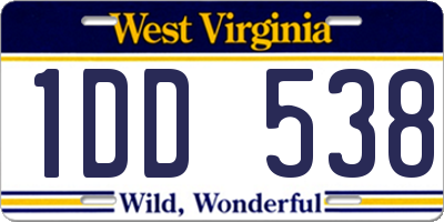 WV license plate 1DD538