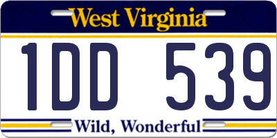 WV license plate 1DD539