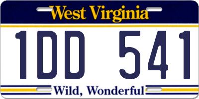 WV license plate 1DD541