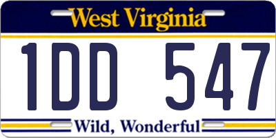 WV license plate 1DD547