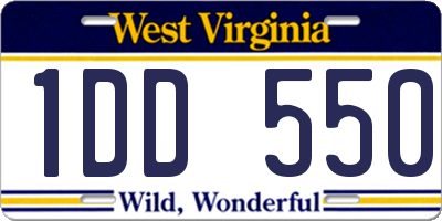 WV license plate 1DD550